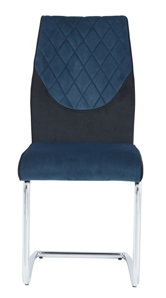 Chrome / blue fabric dining chair by Global