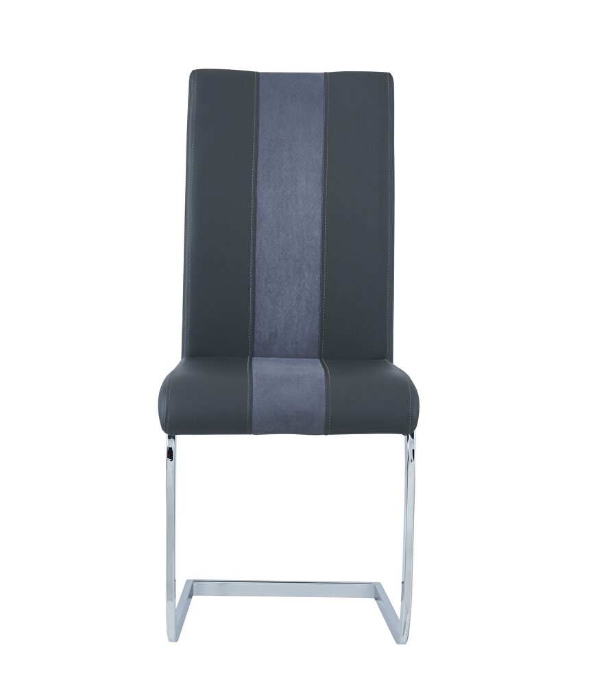 Gray / chrome dining chairs pair by Global