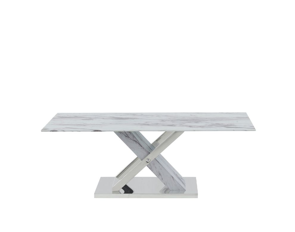 Marble inspired coffee table w x-crossed base by Global