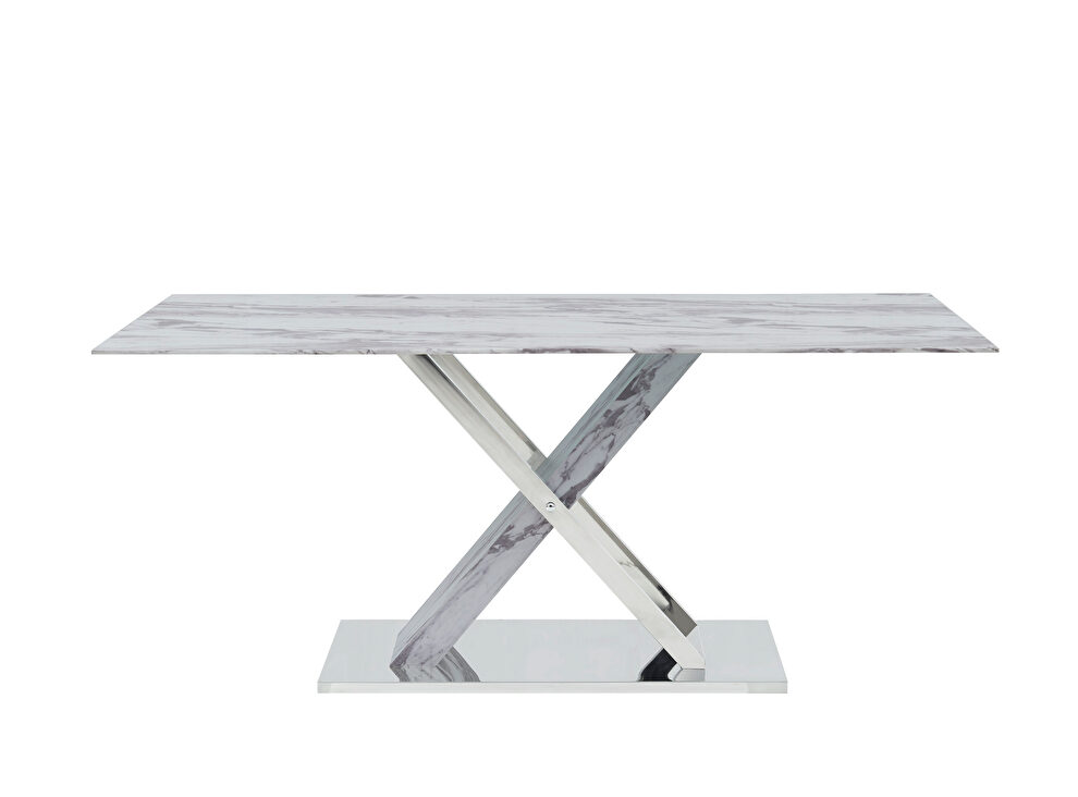 Dining table w/ marble top and stainless steel base by Global