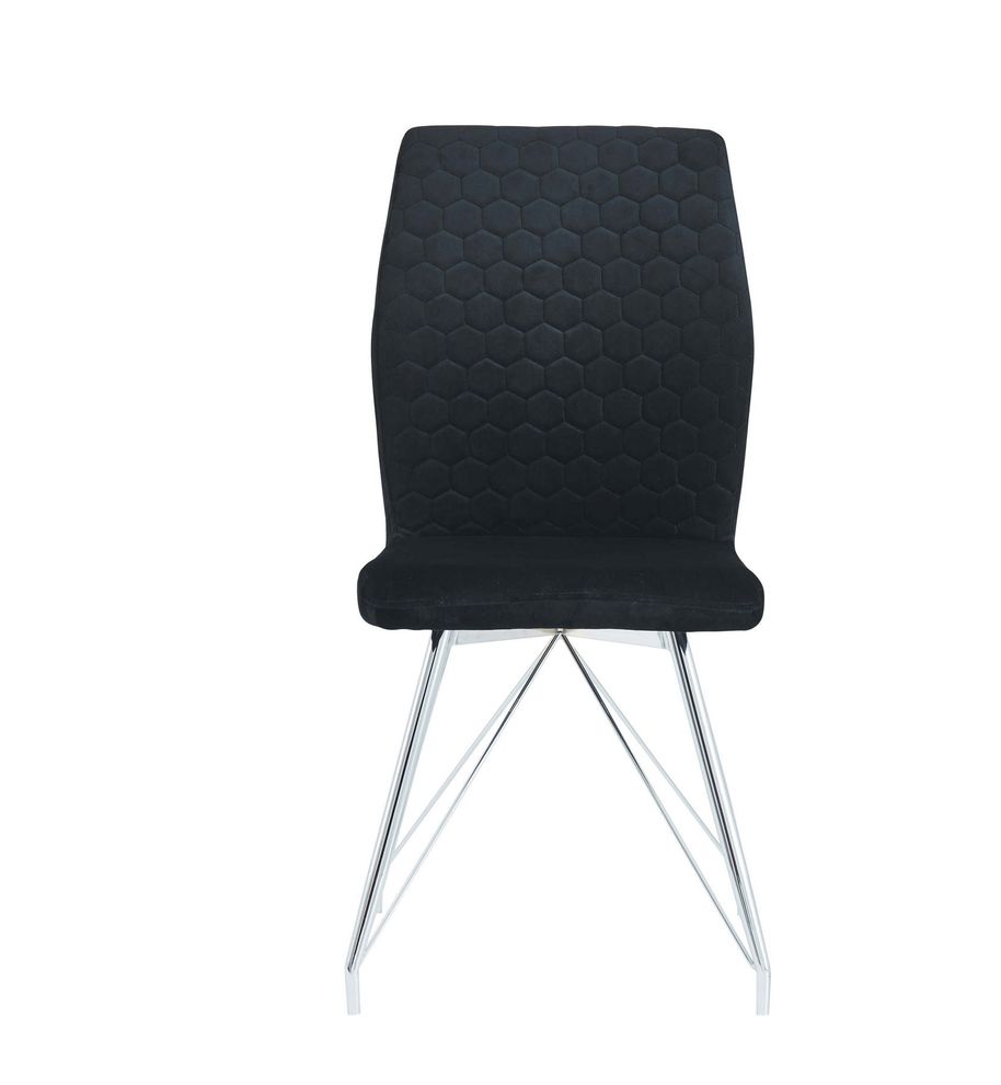 Black velvet dining chair by Global