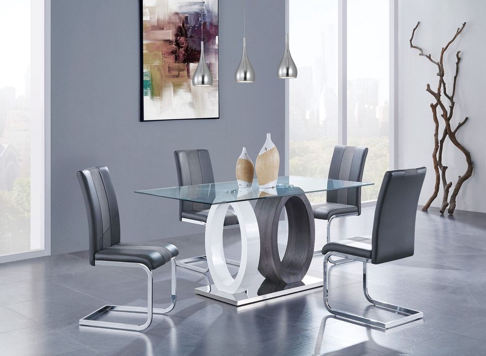 Rectangular glass top dining table by Global