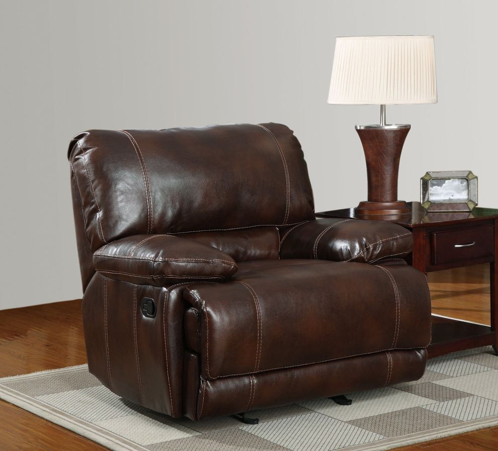 Glider casual recliner chair in brown by Global