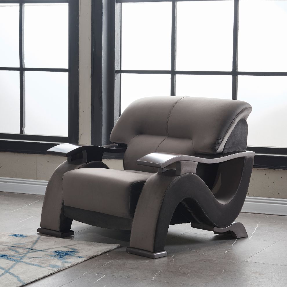 Gray velvet contemporary design chair by Global