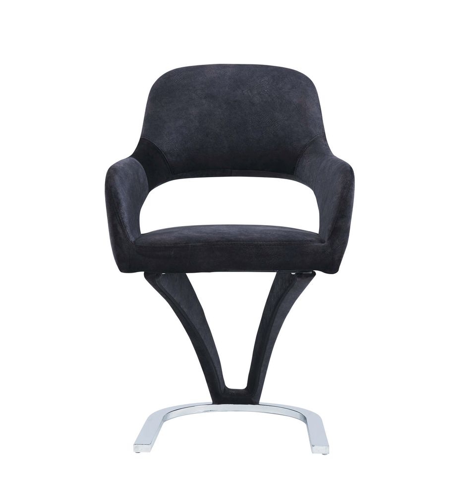 Elegant black velvet bar style dining chair by Global