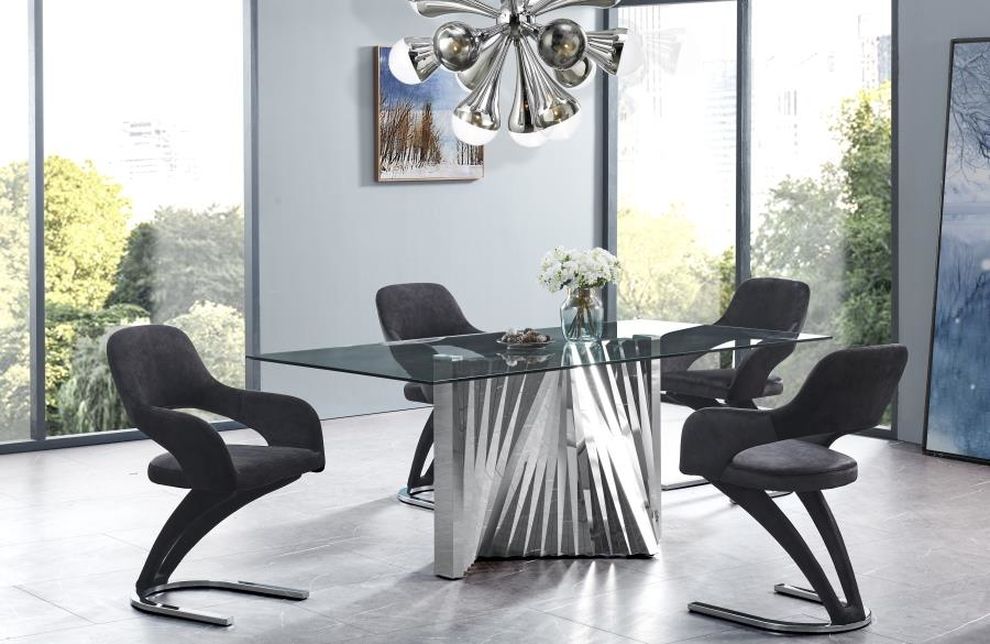Mirrored base contemporary dining table by Global