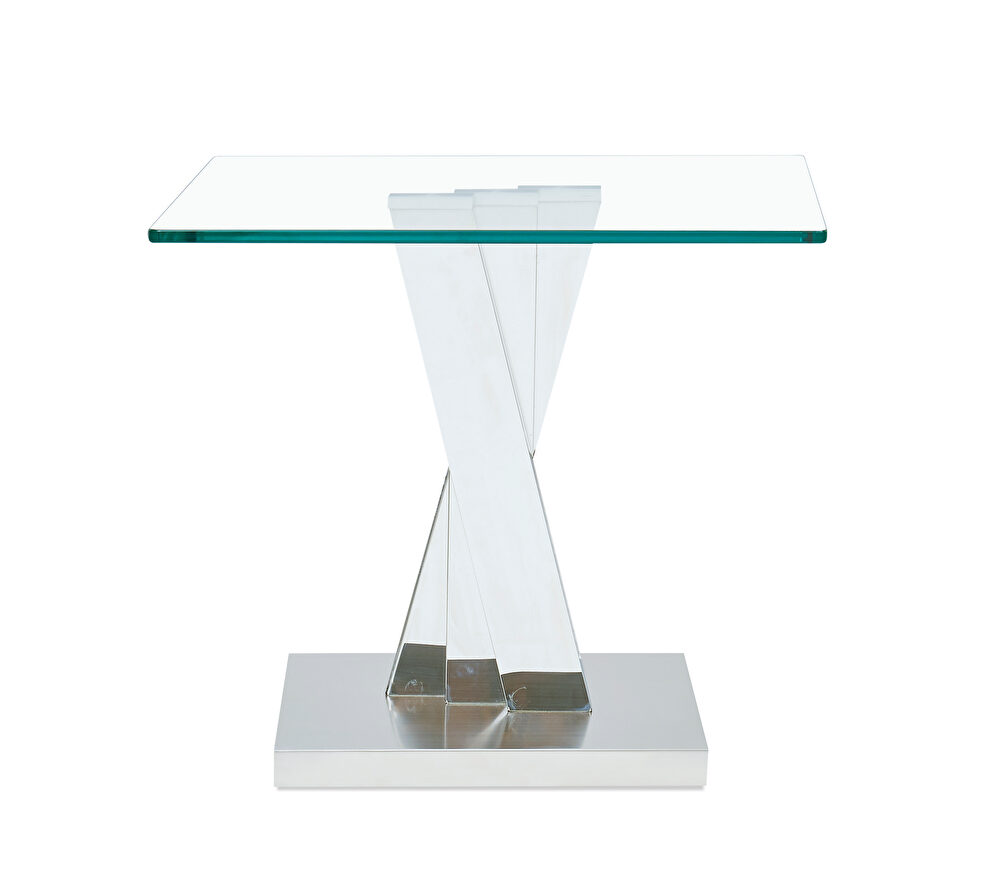 Silver accordion style base end table by Global