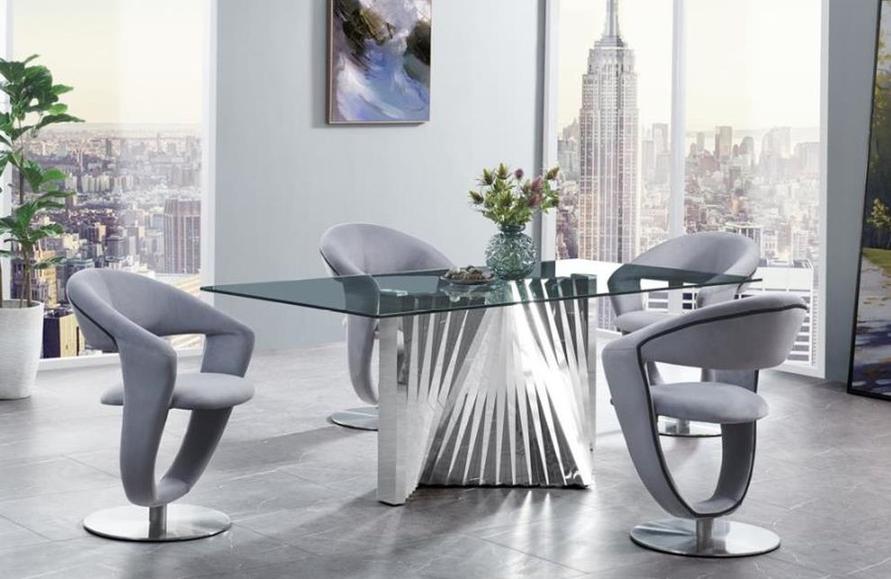 Mirrored base contemporary dining table by Global