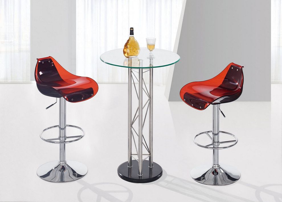Chrome modern circular bar table and stools set by Global