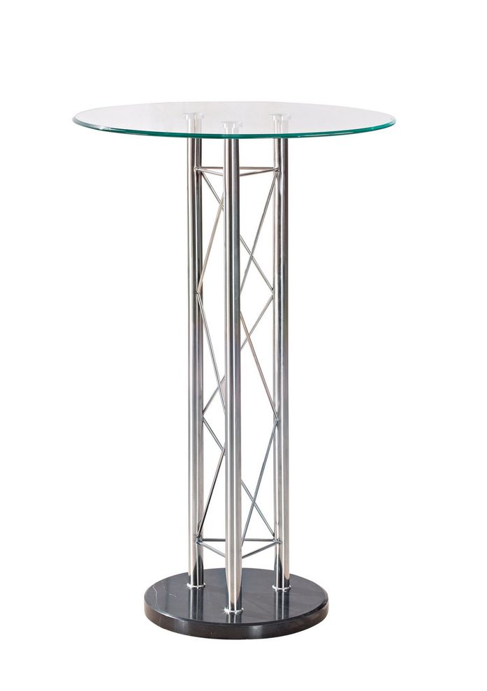 Silver / clear chrome metal circular bar table by Global