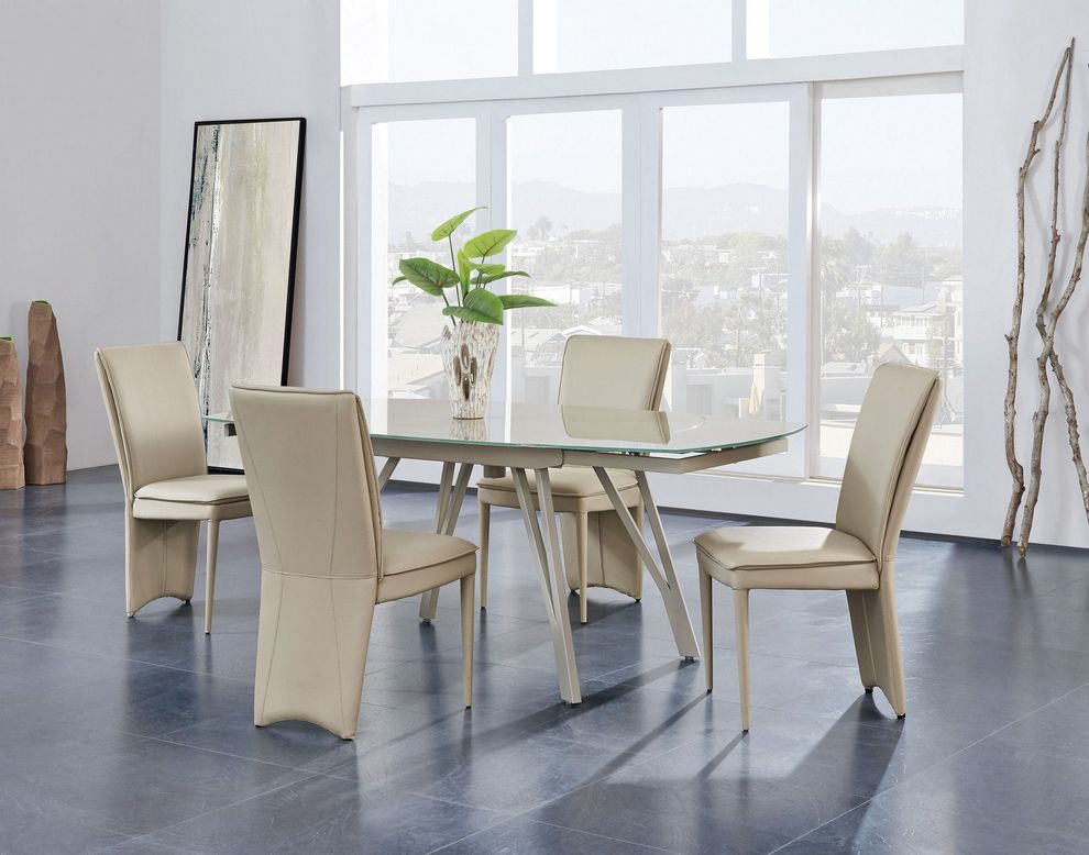 Glass base dining table and chairs set by Global