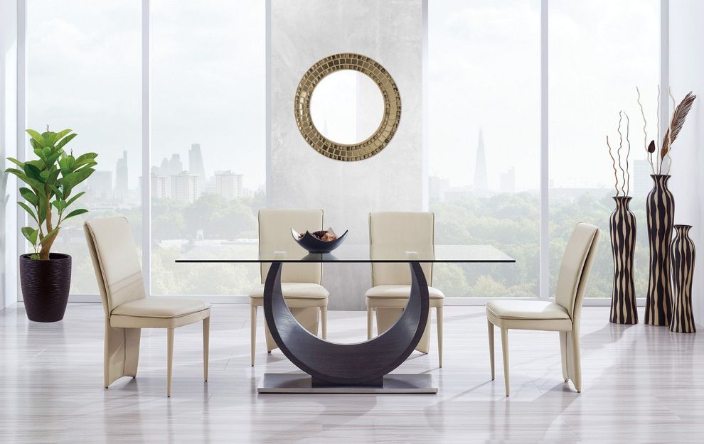 Modern chrome/high gloss dining table 5pcs set by Global