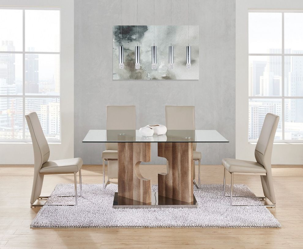 Contemporary glass top dining table by Global