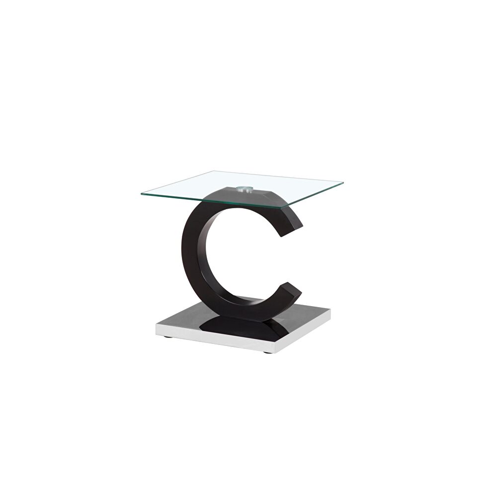 Glass top / chrome base contemporary end table by Global