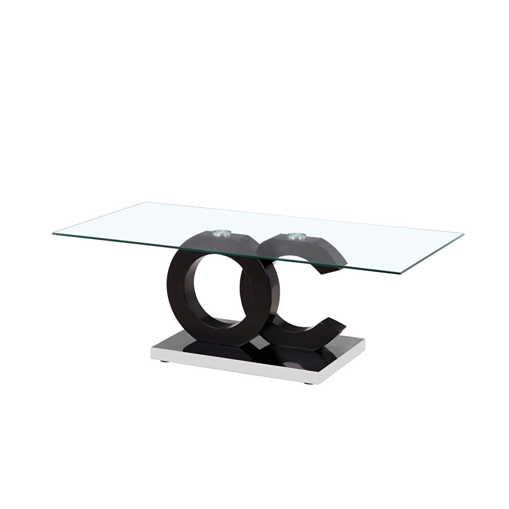 Glass top / chrome base contemporary coffee table by Global