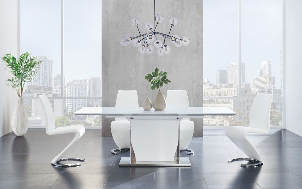 White high gloss modern table w/ extension by Global