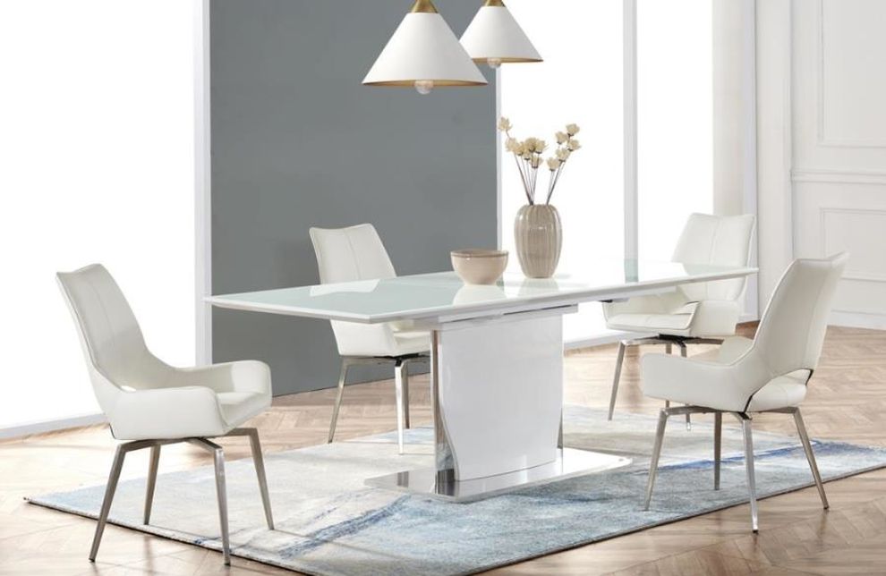 White high gloss modern table w/ butterfly extension by Global