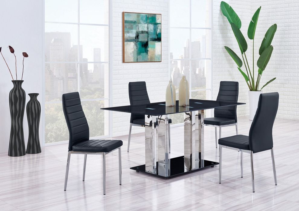 Black glass top contemporary dining table by Global