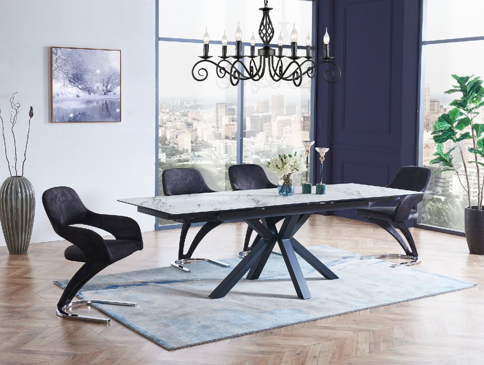 Faux marble / glass dining table w/ extension by Global