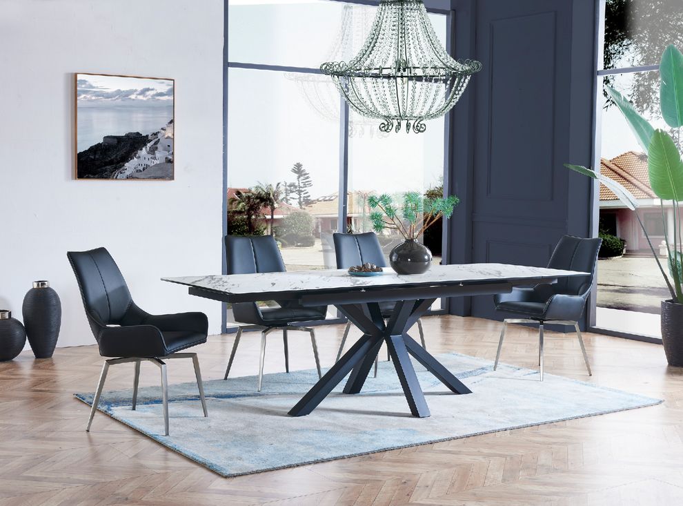 Faux marble / glass dining table w/ extension by Global
