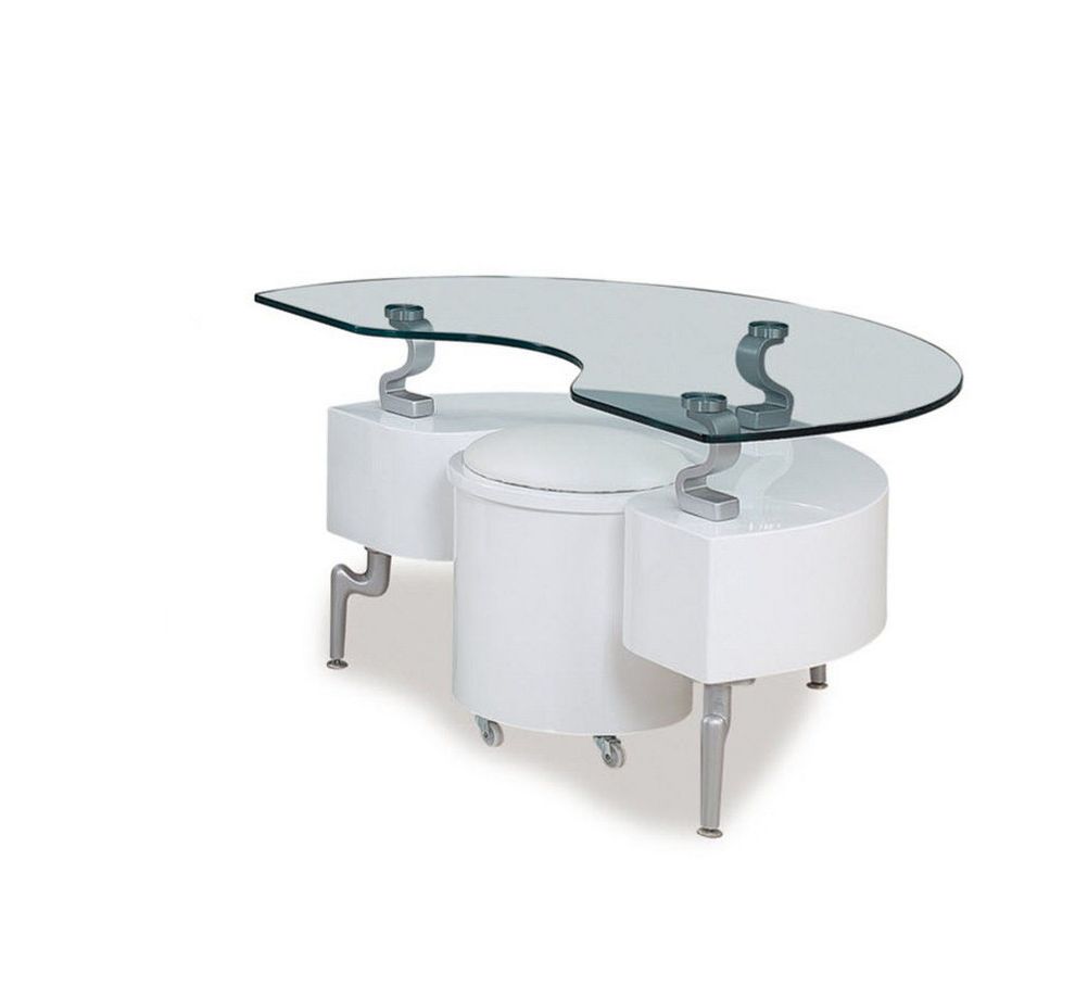Glass top end table w/ ottoman by Global