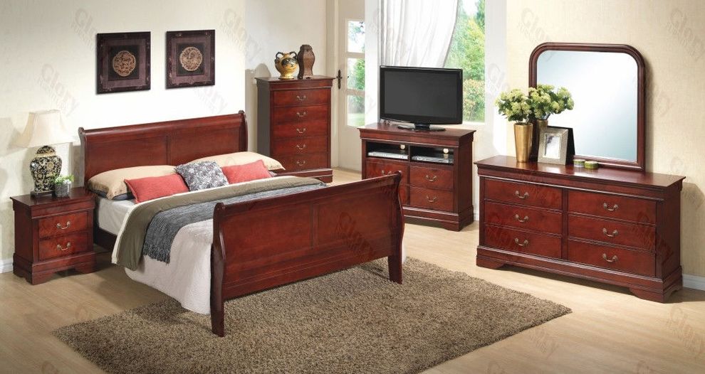 Classic 6pcs cherry king bed set by Glory