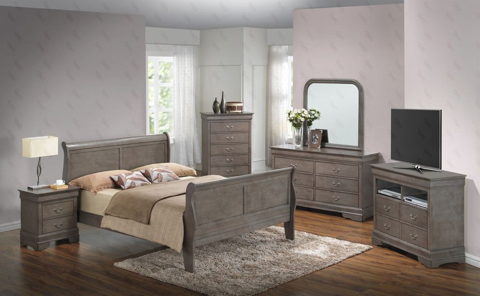 Classic 6pcs gray queen bed set by Glory