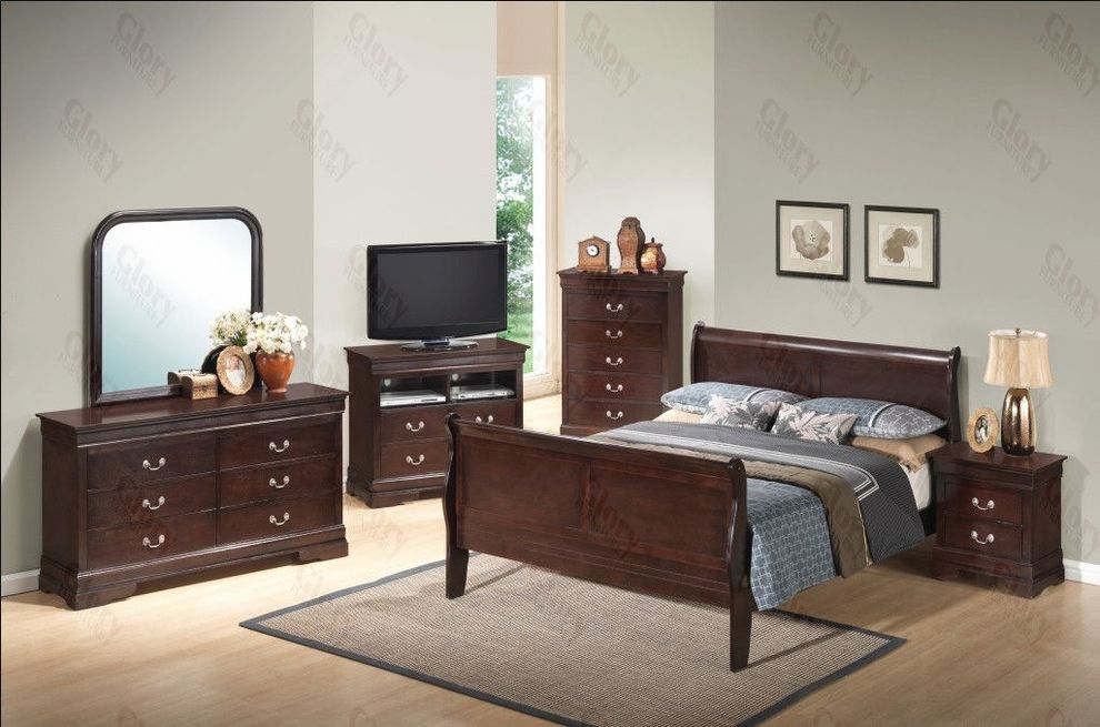 Classic 6pcs cappuccino king bed set by Glory