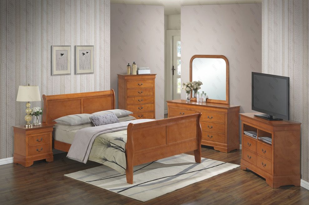 Classic 6pcs oak twin bed set by Glory