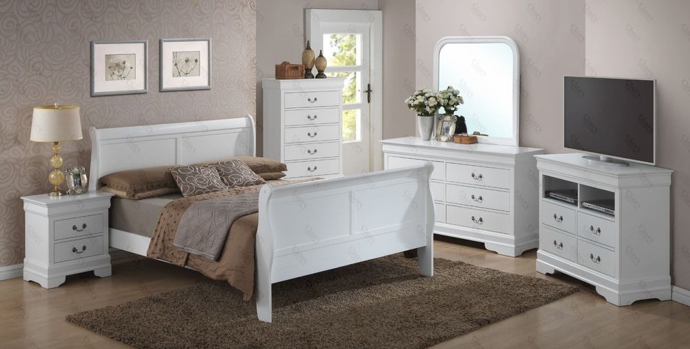 Classic 6pcs white queen bed set by Glory