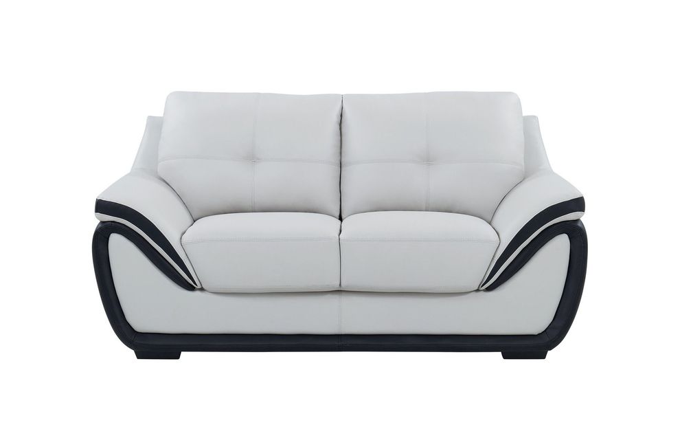 Gray/black leather loveseat by Global