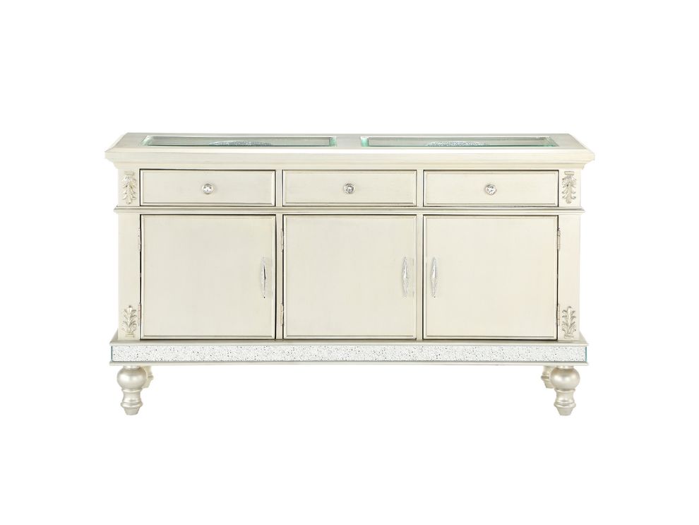 Silver glass inlay buffet with glitter accents by Global
