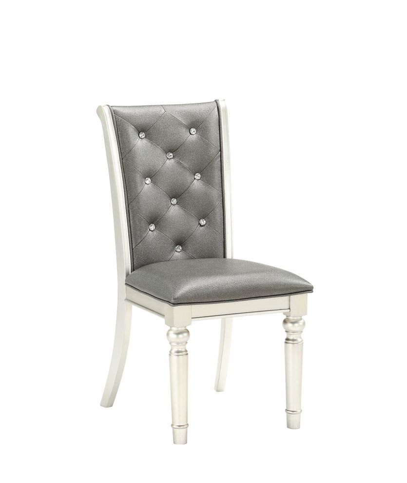 Gray / metallic tufted dining chair by Global