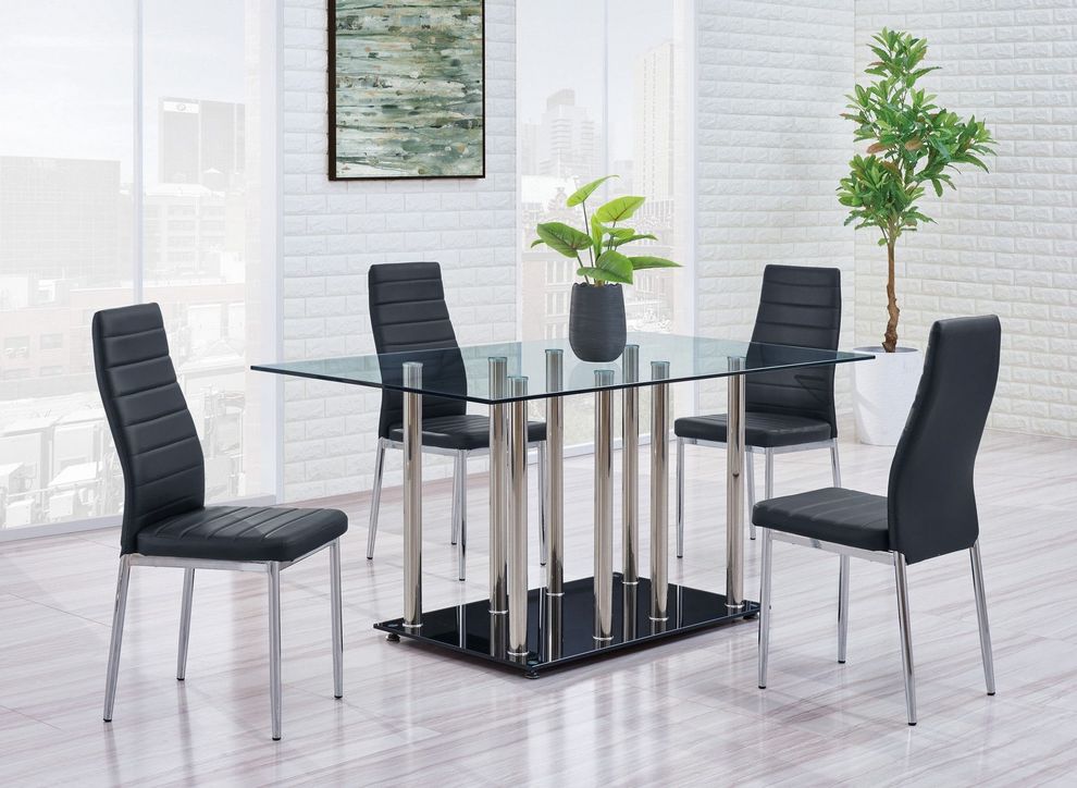 Futuristic design dining table with 4 chairs by Global