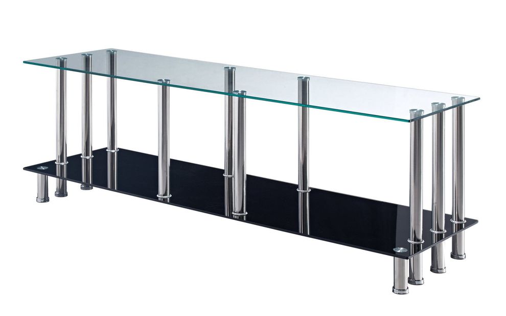Chrome metal pole / glass TV Stand by Global