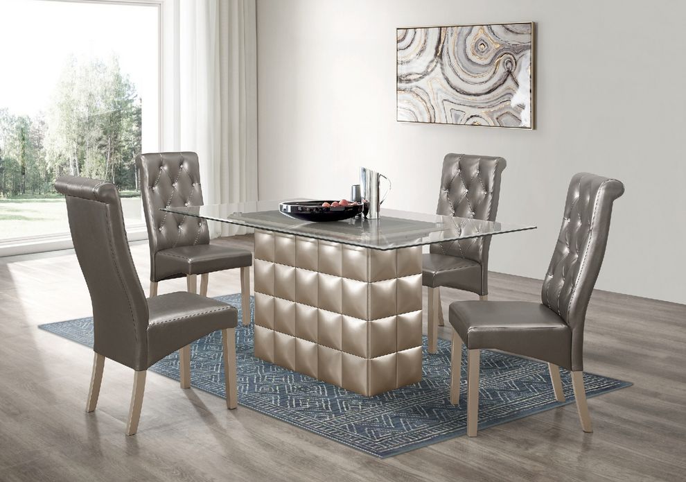 Glam style dining table w/ glass top by Global