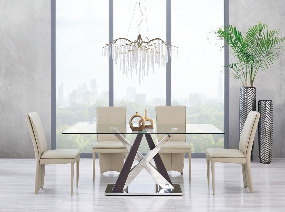 Ultra-modern glass top dining table by Global