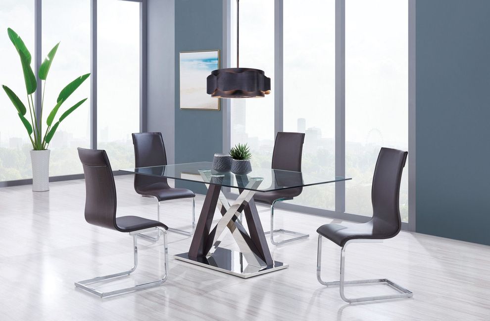 Ultra-modern glass top dining table by Global
