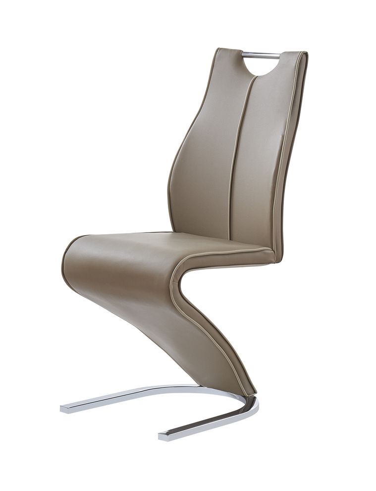 Z-shaped tan leatherette dining chair by Global