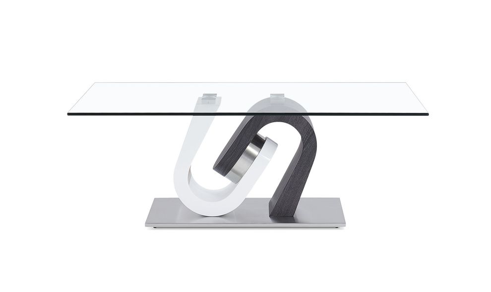 Dark grey / white coffee table w/ rectangular glass top by Global