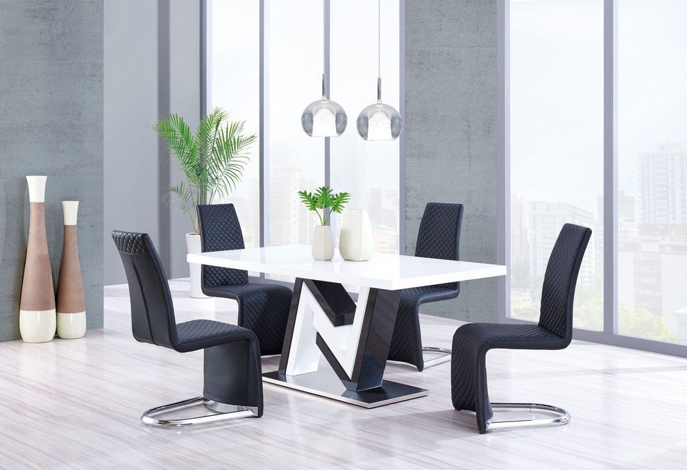 Modern white glass top dining table by Global