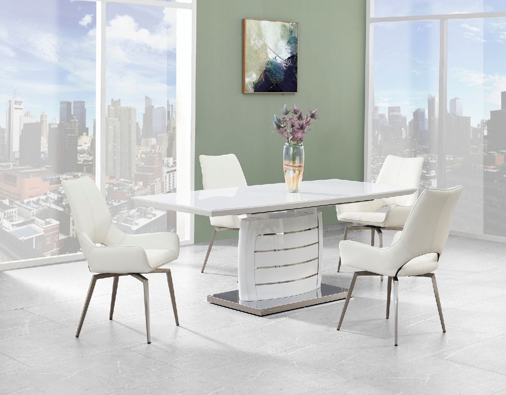 White lacquer dining table w/ extension by Global