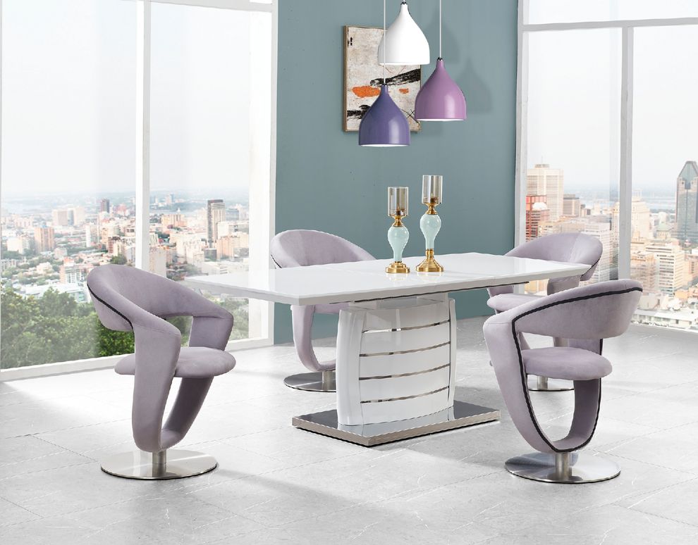 White lacquer dining table w/ extension by Global