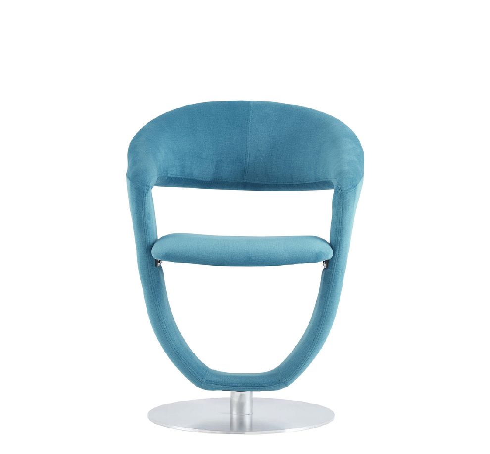 Turquoise dining chair with round chrome base by Global
