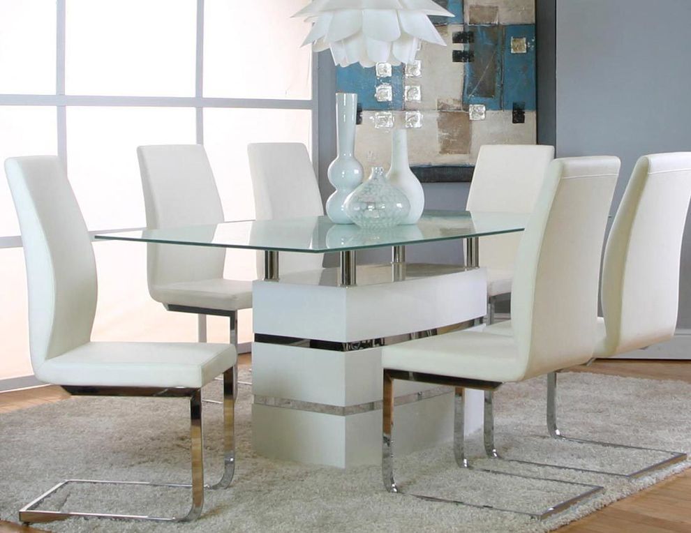 Glass 5pcs dining set in white by Cramco