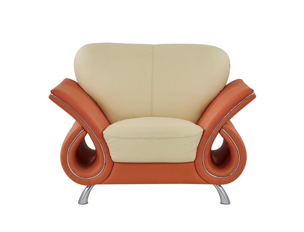 Ultra modern orange/beige leather chair by Global