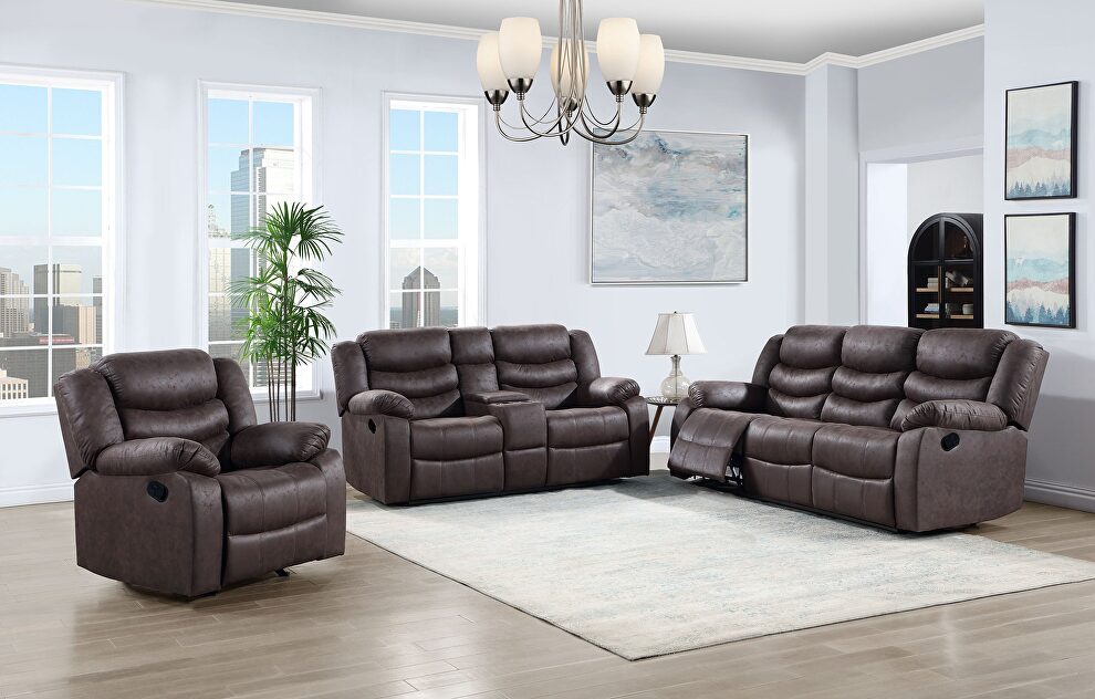 Dark brown reclining sofa in polyester fabric by Global