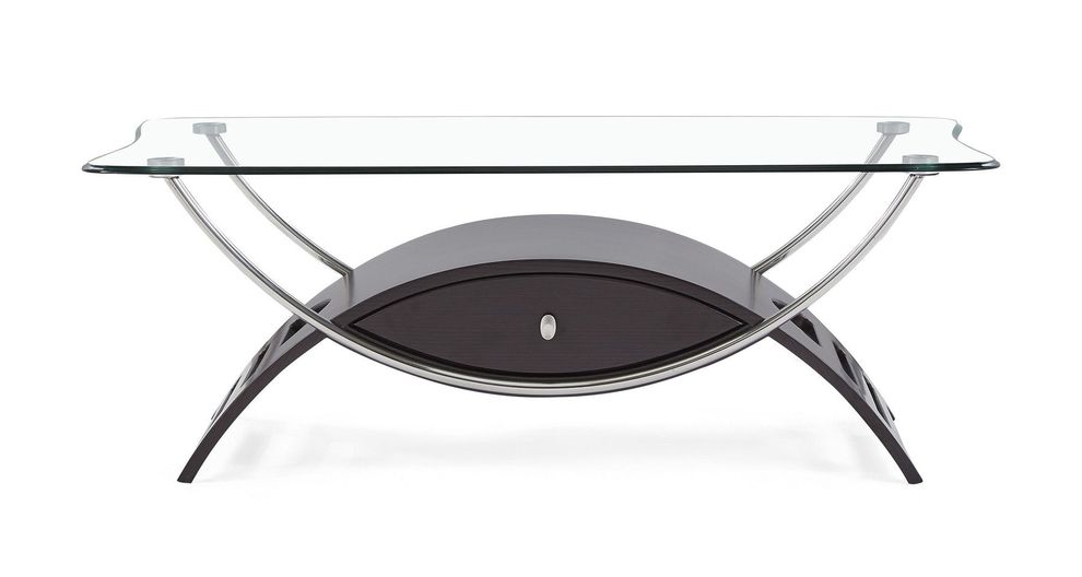 Glass top simple coffee table in wenge by Global