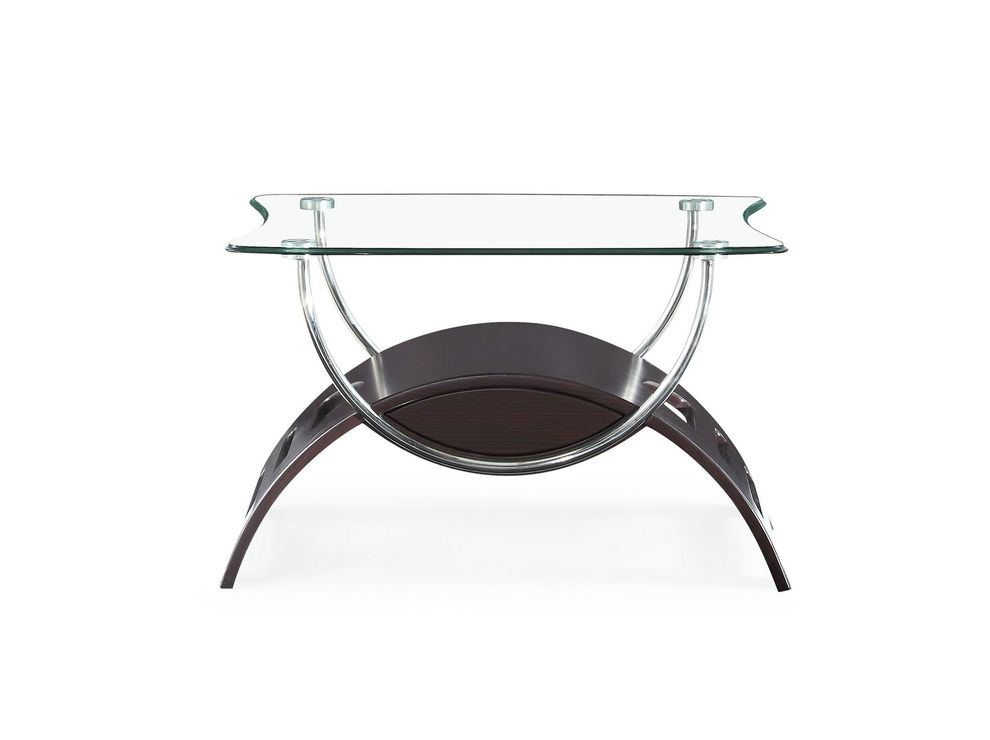 Glass top simple end table in wenge by Global