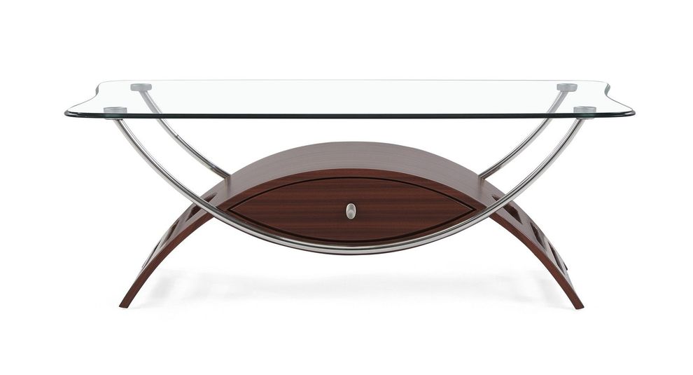 Glass top simple coffee table in mahogany by Global